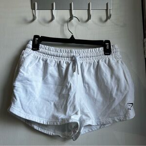 Gymshark White Women's Athletic Drawstring Shorts with Logo